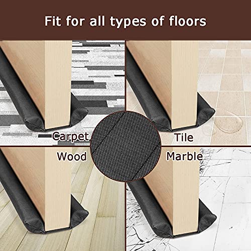 Waterproof Twin Door Draft Stopper Adjustable Size 30" to 36" Weather Stripping Noise Blocker Window Breeze Blocker - color: Black, size: 2 inch