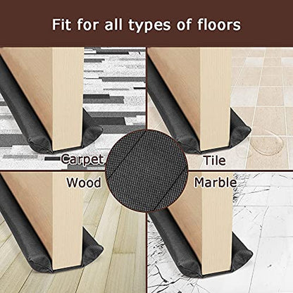 Waterproof Twin Door Draft Stopper Adjustable Size 30" to 36" Weather Stripping Noise Blocker Window Breeze Blocker - color: Black, size: 1.6 inch