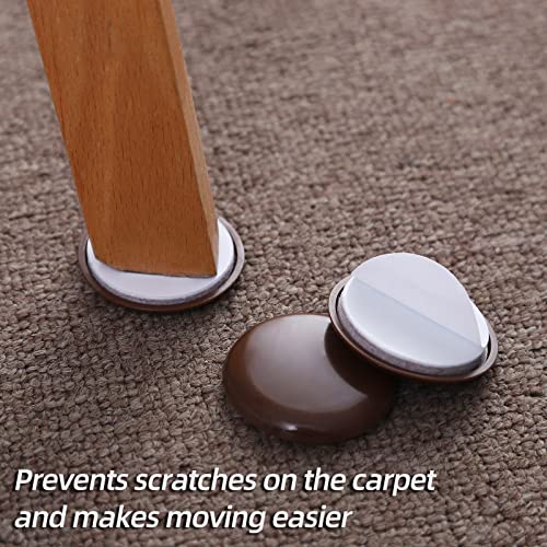 36pcs Self-Adhesive Furniture Sliders, 1-7/9" Furniture Moving Pads-Sticky Carpet Slider for Protect Carpeted Surface, Furniture Carrier- Easily Move Any Items (Brown) - size: 1 7/9 inch