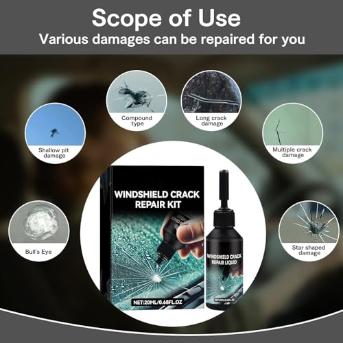 Upgraded Windshield Crack Repair Kit - 2025 New Nano Glass Repair Liquid, Car Glass Repair Tool, 5-Min Quick Fix for Chips, Star-Shaped & All Cracks, Long-Lasting for Windshields, Windows & Mirrors