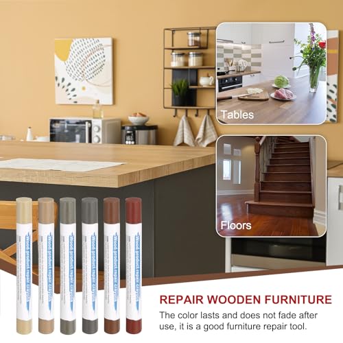 HARFINGTON Wood Filler Sticks 6 Colors Wooden Wax Touch Up Furniture Repair Crayons for Golden Walnut, Inked Lead, Wood, Elegant Sour Branch, Dark Cloth 2, Solid Cherry - color: Golden Series