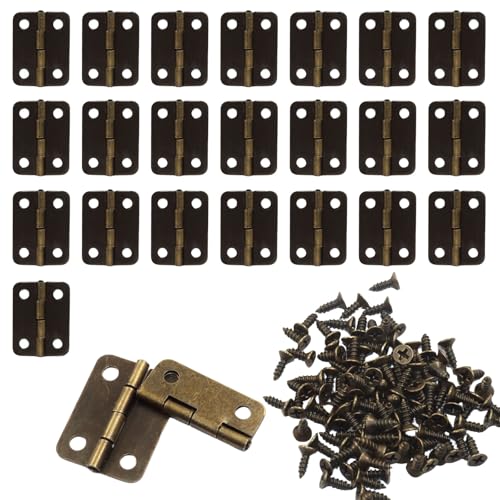 Murtenze 24Pcs Butt Hinge, 1" x 3/4" Metal Foldable Door Hinges with Screws for Cabinet Door Closet, Jewelry, Wooden Box (Antique Bronze) - color: Antique Bronze, size: 1 Inch - 24PCS