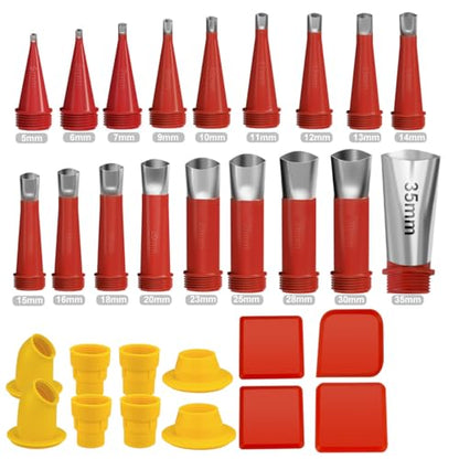 Caulk Finisher Kit Caulking Nozzle Tips Stainless Steel with Connection Bases Replacement 30 Pieces - style: Normal