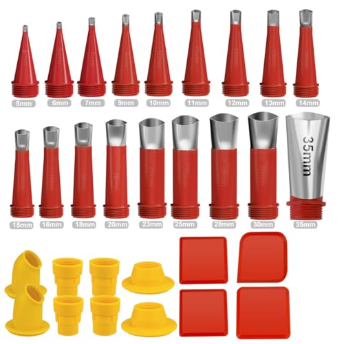 Caulk Finisher Kit Caulking Nozzle Tips Stainless Steel with Connection Bases Replacement 30 Pieces - style: Normal