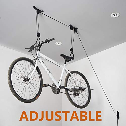 Wallmaster Ceiling Bike Mount Hanger, Bike Ceiling Lift Hoist, Bike Pulley System for Garage, Indoor Bicycle Hooks, 2 pack - size: 2Pack