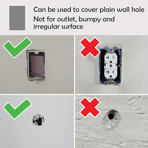 Rubber Bond Self-Adhesive Rubber Wall Outlet Cover Plate 5 Pack - Easy to Apply Peel & Stick Drywall Hole Patch - 5x3 Inch Screwless Blank Wall Plate Cover - Premium Rubber Wall Hole Cover (Grey) - color: Grey, size: 5x3 Inch Rectangular