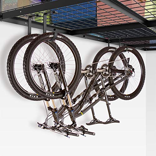 FLEXIMOUNTS 4 Pack Add On Storage Flat Hook Accessory for Garage Ceiling Rack and Wall Shelving, Max Weight Capacity up to 50lbs, Black - color: Black