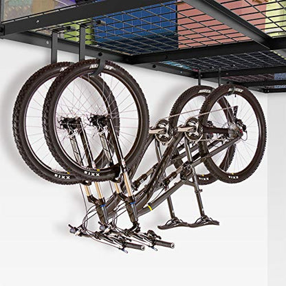FLEXIMOUNTS 4 Pack Add On Storage Flat Hook Accessory for Garage Ceiling Rack and Wall Shelving, Max Weight Capacity up to 50lbs, Black - color: Black