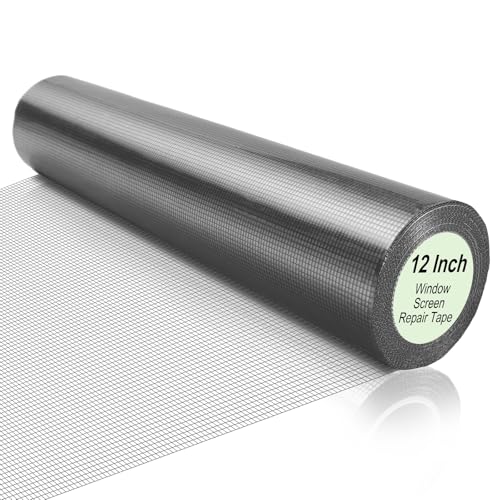CroBlissful Extra Wide 12 Inch x 20 ft Window Screen Tape Mesh Repair Strong Adhesive Waterproof Fiberglass Screen Repair Kit Patch for Window Door Tears Holes(Gray) - color: Gray, size: 12 Inch