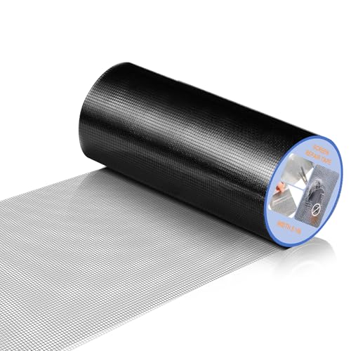 CroBlissful Extra Wide 8 inch x 30 ft Window Screen Tape Mesh Repair Strong Adhesive Waterproof Fiberglass Screen Repair Kit Patch for Window Door Tears Holes(Black) - color: Black, size: 8 Inch x 30 ft