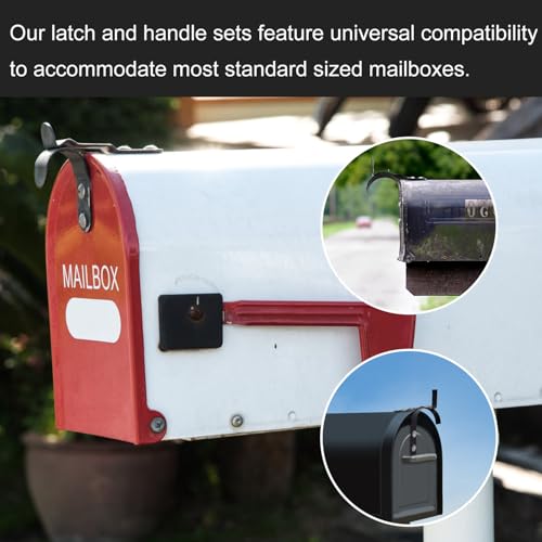 Mailbox Latch and Handle Kit, Metal Secure Replacement Set for Mailbox Door Repair Accessories with Screws Gaskets Nuts Easy to Install Compatible with Most Standard Mail Boxes
