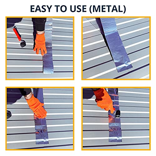Alenor Butyl Rubber Aluminum Tape 2" inch x 16 Ft Wall Crack Roof Leaks Waterproof Heat Resistant Tape Perfect for Sealing Patching Hot Cold Air Ducts Wood Metal Plastic Glass Repair
