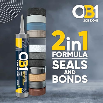 OB1 Universal Caulk Sealant & Adhesive Gray 10.1oz | Professional Grade Premium All-in-One Advanced Hybrid 2-in1 | Water Resistant Internal & External | Shrink Crack UV & Fade Resistant | 1 Cartridge - color: Gray, size: 10.1oz (Pack of 12)