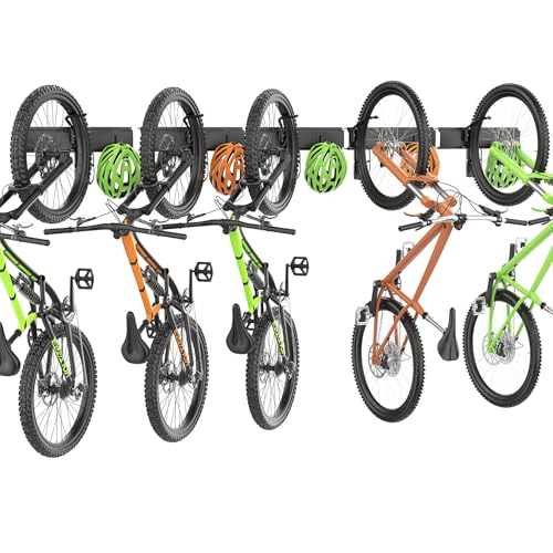 TORACK Wall-mounted Swivel Bike Rack, Garage Vertical Bike Storage Hangers for 5 Bikes Rotating Bike Storage Hooks - style: for 5 bikes