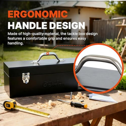 Black Canyon 20 Inch Steel Tool Box, Metal Tool Box, 0.8mm Carbon Steel, Portable & Padlockable, Sturdy & Durable toolbox, Ideal for Trailer, Mechanic, DIY-ers, Car, Workshops, Garages, Repair Shops - size: 20-1/8 in