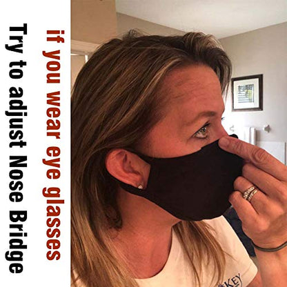Pack 8 Black Dust Mouth Mask - All Cotton Covering - Reusable Cloth Comfy Breathable Material Black Pack 8pcs - style: Pack 8 Black