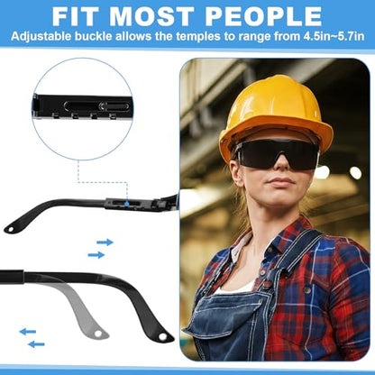 Treela 50 Pcs Safety Goggles Bulk Anti-Fog Glasses with Adjustable Temples and Wraparound Lenses Scratch Resistant Safety - color: Black
