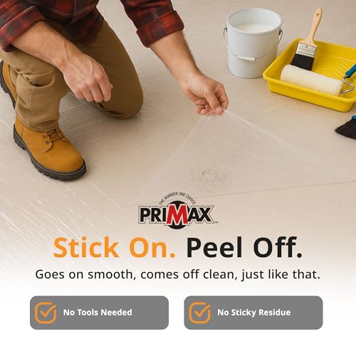 PRIMAX Carpet Protector Film 24" x 200' – Self-Adhesive Carpet Protection Film – Clear Plastic Floor Cover – Sticky, Tear-Resistant, Easy Removal – for Moving, Painting, Construction - size: 24" x 200'