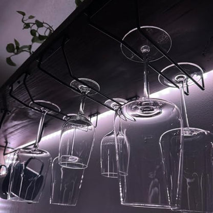 10.8 Inch Black Wine Glass Rack, Under Cabinet Wine Glass Holder Stainless Steel Stemware Rack - Hanging Stemware Holder for Cabinet Kitchen Bar, Set of 4 - color: Black, size: 10.8 Inch 4 Pack