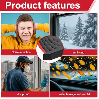 Pangda 26 Ft Rectangular Rubber Seal Strip with Self-Adhesive Tape, 0.5" W x 0.38" H Foam Rubber Weather Stripping for Boat, Automobile, RV, Ship, Garage Door/Window Seal, Black (Solid) - size: L:26ft, W:0.5" X H:0.38", style: Solid