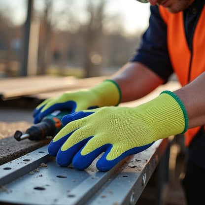 G & F Products Kevlar Cut Resistant Work Gloves, ANSI Rated, Heavy Duty Safety Gloves with PVC Grip, Slash & Puncture Protection for Glass Handling, Metalworking, Construction, Mechanics & More Large - size: Large (Pack of 1)