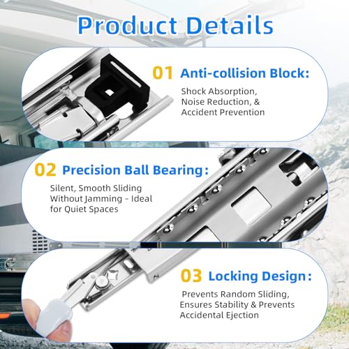 YENUO 304 Stainless Steel with Lock Heavy Duty Drawer Slides Runners Full Extension Locking 12 14 1618 20 22 24 26 28 30 32 34 36 38 40 Inch Ball Bearing Rails Track Guide Glides 250Lb 1 Pair - size: 14 Inch, style: 304 Stainless With Lock-W:53mm
