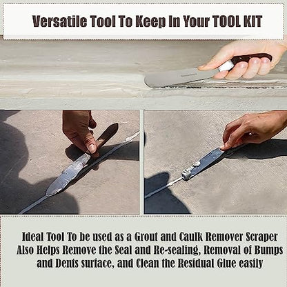 A2Z Scilab Brand Engineering Classic Offset Caulk Tooling Spatula, Stainless Steel (3 Inch Long Offset Blade) - style: 3 Inch Long Offset Blade