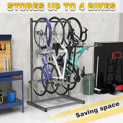 Ultrawall Freestanding Bike Rack, Vertical Bike Storage Stand for Garage, Indoor Bicycle Organizer, Holds Up to 4 Bikes - style: Holds 4 Bikes