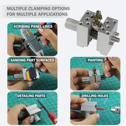 Aluminum Alloy Precision Mini Vise,Multi-function Clamp with 10 Stainless Steels Rods for Miniature Soldier Fixed Parts Model Tool - style: Basic Version