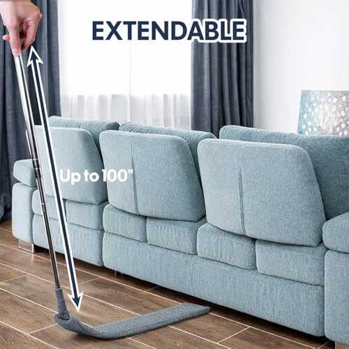 Retractable Gap Dust Cleaner with Extension Pole, Cleaning Tools with 3 Microfiber Dusting Cloths, Extendable Long Handle Duster for Cleaning Under Refrigerator Furniture Appliance - color: Gray