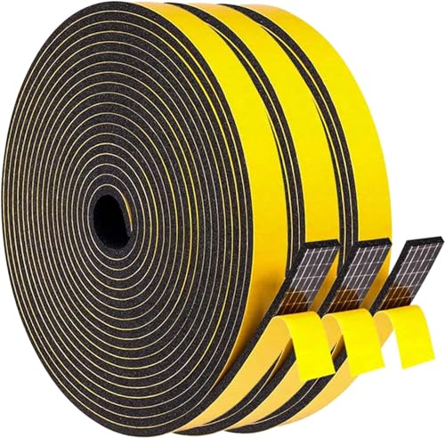 Weather Stripping Door Seal Strip Strong Adhesive Foam Insulation Tape Tape Gasket for Door and Windows (Black, 1/2 Inch X 1/8 Inch X 50Feet) - color: Black, size: 1/2 Inch X 1/8 Inch X 50Feet
