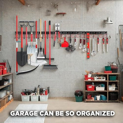 SEDY 68" All Metal Garden Tool Organizer Hooks - Garage Wall Organizer Sturdy Garden Tool Storage System Yard Tool Garage Tool Organizer Wall Mount Shed Organization Shovel Broom Rake Holder - style: 68" All Metal Garden Tool Organizer Hooks