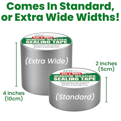 ECOHomes Window Weather Sealing Tape | Winter Weather Stripping Tape to Block Cold Drafts Through Window Gaps and AC Units, Insulation Seal and Draft Blocker for Home (2 Inch by 180 FT, Grey) - color: Gray, size: 2 Inch By 180 FT