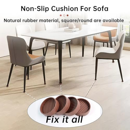 4 Pack Rubber Caster Cups, 2 X 2 Round Rubber Feet for Furniture, Non Slip Furniture Pads for Hardwood Floors, Bed Stoppers to Prevent Sliding, Couch Stoppers with Grippers - color: Brown