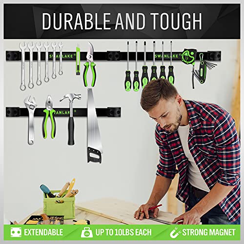 SWANLAKE GARDEN TOOLS 4-Piece 12" Magnetic Tool Holder Storage Organizer, Wall Mount Rack Garage Organization, Magnetic Strip for Garage Organization - style: Magnetic 12" 4-Piece