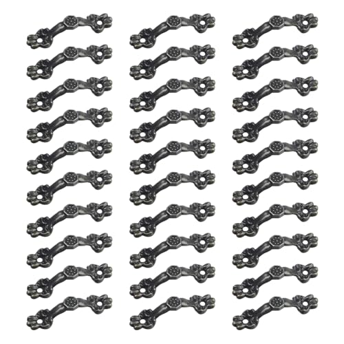 Geesatis 30 Pack Antique Bronze Drawer Pulls - 1.6” x 0.4” Arch Shaped Cabinet Handles for Jewelry Box, Dresser & Furniture,Vintage Decorative Knobs with Mounting Screws - style: B