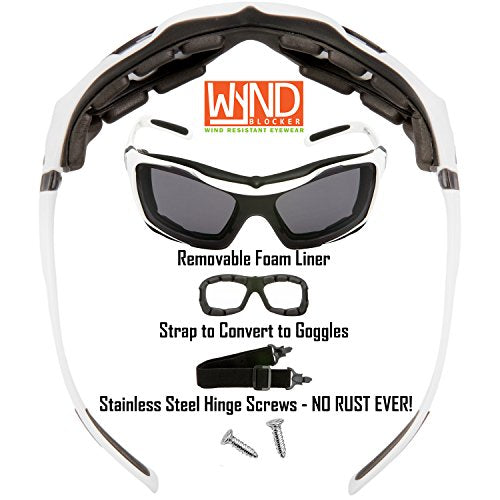 Large Motorcycle Riding Glasses Extreme Sports Wrap Sunglasses - color: White | Smoke