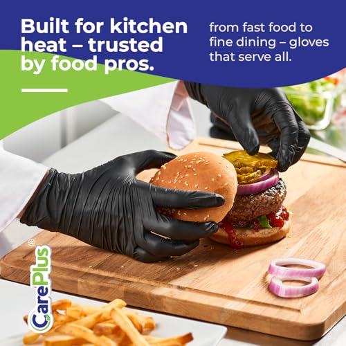 CARE PLUS Nitrile Gloves for Medical Use - Powder & Latex-Free - Black/Blue - S, M, L, XL - 100, 200, 1000 - color: Black, size: Large