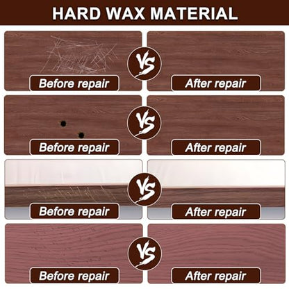 Wood Filler Sticks with 1P Box, 1P Knife, 1P Scraper and 1P Rag, Pletpet 10 Colors Furniture Crayon Touch Up Wood Filler Nail Hole Wax Sticks for Repairing Scratches and Nail Holes (10p) - size: 10p