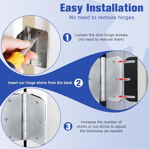 10 Pack Door Hinge Shims, 4 Inch Lenth 0.040 Inch Thickness Hardware for Door Hinge Repair Kit (3hole)