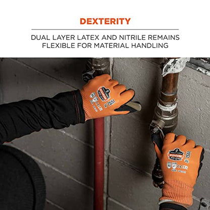 Ergodyne ProFlex 7551 Waterproof Winter Work Gloves, Cut Resistant ANSI A5, Sandy Nitrile Coated Palms, Thermal Fleece Lining, 12-Pack - size: Large 12-Pack