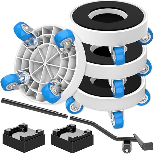 New Upgrade Furniture Movers with Wheels: Furniture Sliders with 360° Rotatable Wheels - Furniture Dolly for Moving Heavy Duty Sofa Bed - Load Capacity Up to 750lb - size: 1.25in wheels Round + 1 pry bar