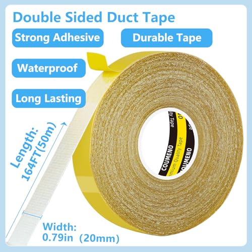 Double Sided Tape, 0.8in X164FT Heavy DutyClear Fabric Tape for Carpet Rug Mounting Cloth Adhesive Removable for Home Office Craft - size: 0.8in X164FT