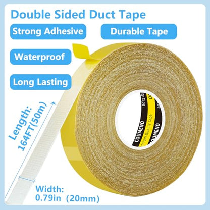 Double Sided Tape, 0.8in X164FT Heavy DutyClear Fabric Tape for Carpet Rug Mounting Cloth Adhesive Removable for Home Office Craft - size: 0.8in X164FT