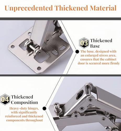 175° Heavy Duty Cabinet Hinges 2 Pair, Wide-Opening Concealed Hydraulic Hinges for Trap Doors, Thick Panels & Garage Cabinets | Soft Close, Adjustable Frameless Hinge Set with Screws & Storage Case - color: Universal | 175°Heavy Duty + Manual & Case