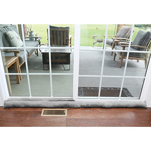 HOME DISTRICT Sliding Door Draft Stopper - Gray Glass Door Draft Blocker, Patio Under Door Draft Stopper, Noise Blocker Approx. 71" Long