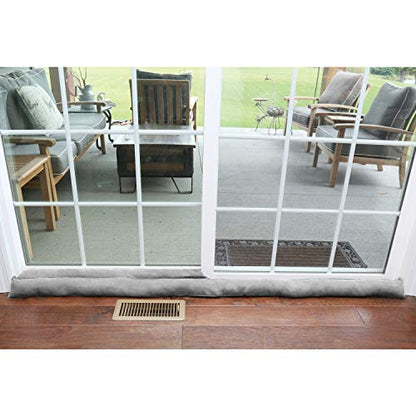 HOME DISTRICT Sliding Door Draft Stopper - Gray Glass Door Draft Blocker, Patio Under Door Draft Stopper, Noise Blocker Approx. 71" Long