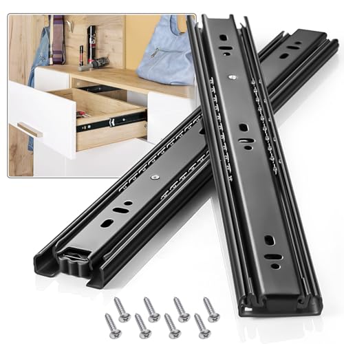 Drawer Slides 1 Pair Full Extension 10 12 14 16 18 20 22 24 inch Side Mount Rails Dresser Cabinet Bracket Replacement Ball Bearing Tracks Guide Metal Runner 100 LB (Basic-1 Pair, 10 Inch) - size: 10 Inch, style: Basic-1 pair