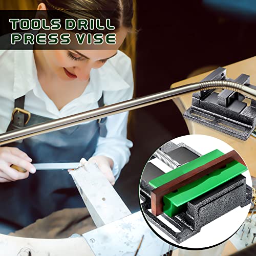Tools Drill Press Vise Metal Press Vice Workbench Drill Vise Clamp with 2 Pieces Magnetic Pads Multi Grooved Pads Set for Daily Working Supply(3 Inch) - size: 3 Inch