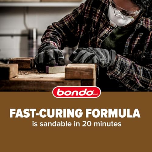3M Bondo Wood Filler – 30 fl oz, High-Performance Two-Part Formula for Interior and Exterior Wood Repairs, Fast-Curing, Paintable, Stainable
